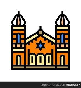 synagogue building jewish color icon vector. synagogue building jewish sign. isolated symbol illustration. synagogue building jewish color icon vector illustration