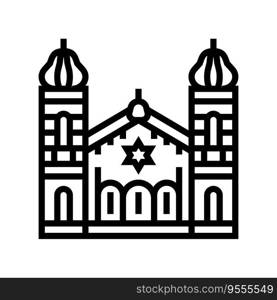 synagogue building jewish line icon vector. synagogue building jewish sign. isolated contour symbol black illustration. synagogue building jewish line icon vector illustration