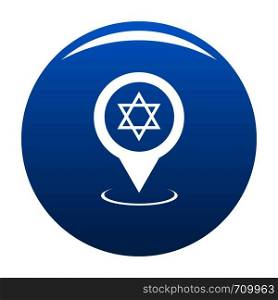 Synagogue map pointer icon vector blue circle isolated on white background . Synagogue map pointer icon blue vector