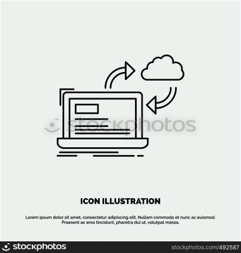 sync, processing, data, dashboard, arrows Icon. Line vector gray symbol for UI and UX, website or mobile application. Vector EPS10 Abstract Template background
