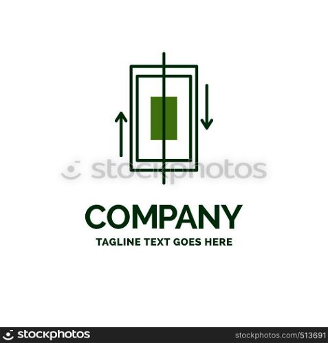 sync, synchronization, data, phone, smartphone Flat Business Logo template. Creative Green Brand Name Design.