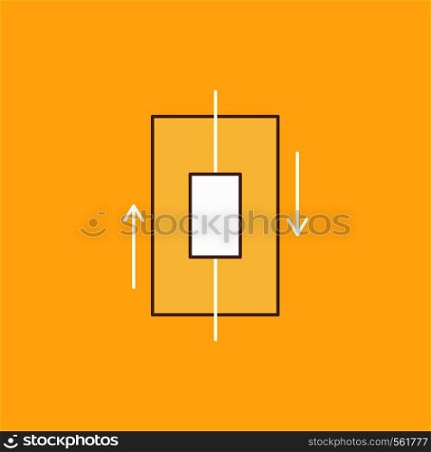 sync, synchronization, data, phone, smartphone Flat Line Filled Icon. Beautiful Logo button over yellow background for UI and UX, website or mobile application. Vector EPS10 Abstract Template background