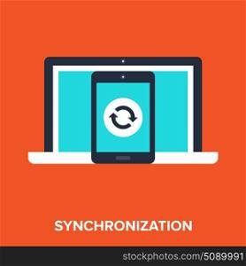 synchronization. Abstract vector illustration of synchronization flat design concept.