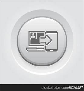 Synchronization Icon Concept. Synchronization Icon. Mobile Devices and Services Concept Grey Button Design