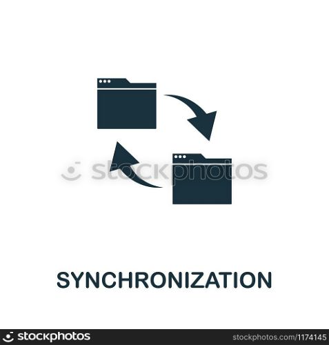 Synchronization icon vector illustration. Creative sign from gdpr icons collection. Filled flat Synchronization icon for computer and mobile. Symbol, logo vector graphics.. Synchronization vector icon symbol. Creative sign from gdpr icons collection. Filled flat Synchronization icon for computer and mobile