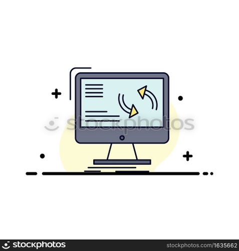 synchronization, sync, information, data, computer Flat Color Icon Vector