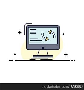 synchronization, sync, information, data, computer Flat Color Icon Vector