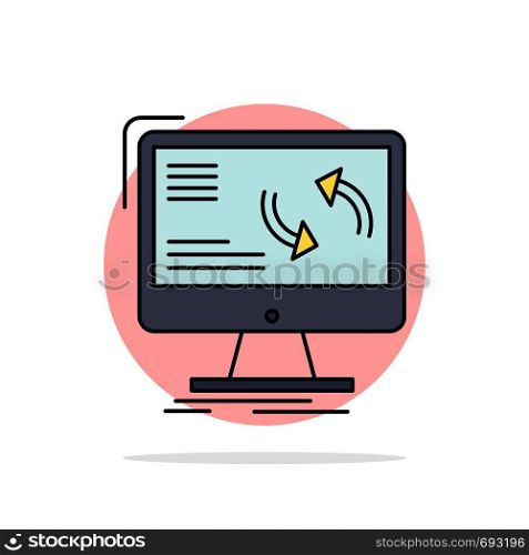 synchronization, sync, information, data, computer Flat Color Icon Vector