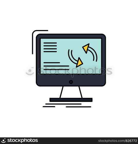 synchronization, sync, information, data, computer Flat Color Icon Vector