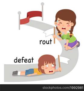synonyms defeat and rout vector illustration