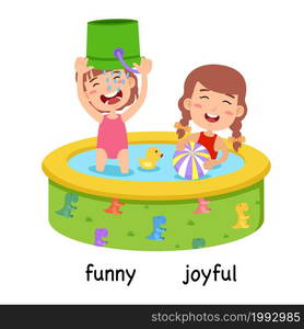 synonyms funny and joyful vector illustration