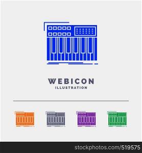 synth, keyboard, midi, synthesiser, synthesizer 5 Color Glyph Web Icon Template isolated on white. Vector illustration. Vector EPS10 Abstract Template background