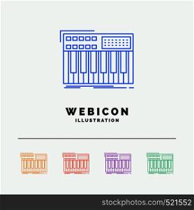 synth, keyboard, midi, synthesiser, synthesizer 5 Color Line Web Icon Template isolated on white. Vector illustration. Vector EPS10 Abstract Template background