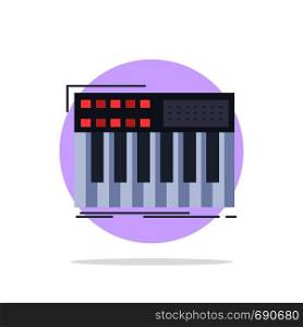 synth, keyboard, midi, synthesiser, synthesizer Flat Color Icon Vector