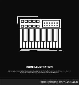 synth, keyboard, midi, synthesiser, synthesizer Icon. glyph vector symbol for UI and UX, website or mobile application. Vector EPS10 Abstract Template background