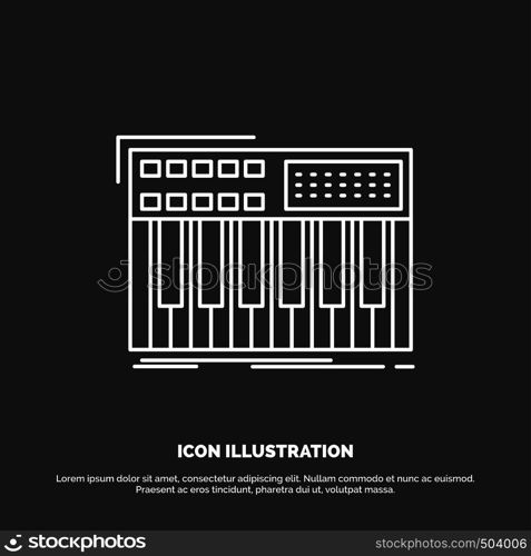 synth, keyboard, midi, synthesiser, synthesizer Icon. Line vector symbol for UI and UX, website or mobile application. Vector EPS10 Abstract Template background