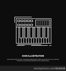 synth, keyboard, midi, synthesiser, synthesizer Icon. Line vector symbol for UI and UX, website or mobile application. Vector EPS10 Abstract Template background