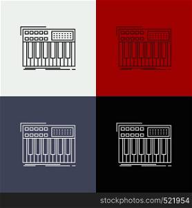 synth, keyboard, midi, synthesiser, synthesizer Icon Over Various Background. Line style design, designed for web and app. Eps 10 vector illustration. Vector EPS10 Abstract Template background