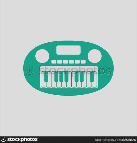 Synthesizer toy ico. Gray background with green. Vector illustration.