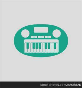 Synthesizer toy ico. Gray background with green. Vector illustration.