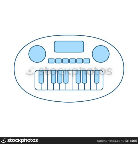 Synthesizer Toy Icon. Thin Line With Blue Fill Design. Vector Illustration.