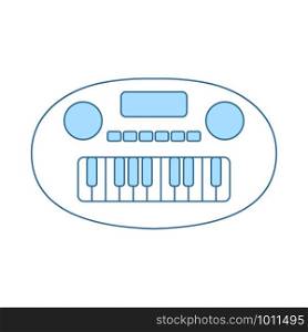 Synthesizer Toy Icon. Thin Line With Blue Fill Design. Vector Illustration.
