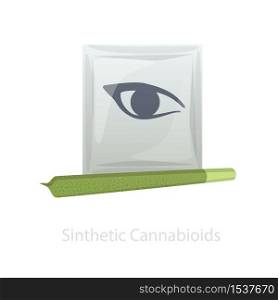 Synthetic canabinoids in a bag and a finished self-rolled cigarette. The concept of synthetic spices, smoking narcotic mixtures of hallucinogenic euphoric effects. .. Synthetic canabinoids in a bag and a finished self-rolled cigarette