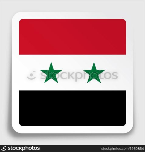 SYRIA flag icon on paper square sticker with shadow. Button for mobile application or web. Vector