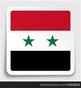 SYRIA flag icon on paper square sticker with shadow. Button for mobile application or web. Vector
