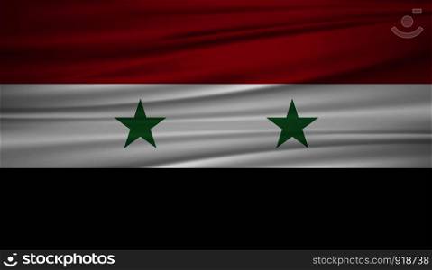 Syria flag vector. Vector flag of Syria blowig in the wind. EPS 10.