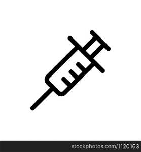 syringe and needle icon vector. A thin line sign. Isolated contour symbol illustration. syringe and needle icon vector. Isolated contour symbol illustration
