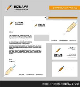 Syringe Business Letterhead, Envelope and visiting Card Design vector template