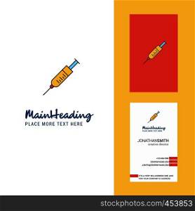 Syringe Creative Logo and business card. vertical Design Vector