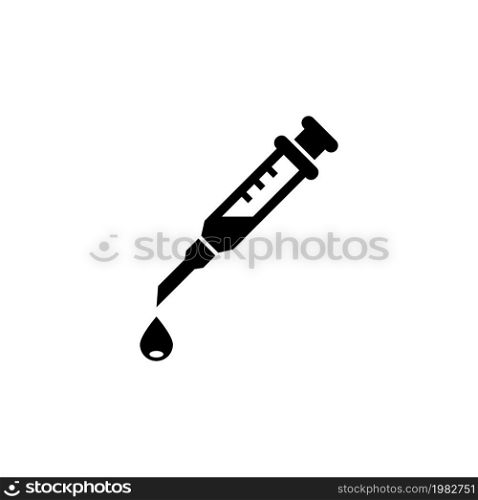 Syringe. Flat Vector Icon. Simple black symbol on white background. Syringe Flat Vector Icon