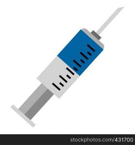 Syringe for injection with needle icon flat isolated on white background vector illustration. Syringe for injection with needle icon isolated