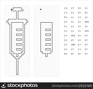 Syringe Graphic Dictation Drawing Icon, Reciprocating Pump, Medical Fluid Injecting Device Vector Art Illustration, Drawing By Cells