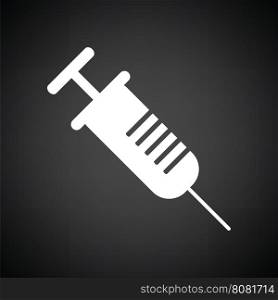 Syringe icon. Black background with white. Vector illustration.