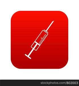 Syringe icon digital red for any design isolated on white vector illustration. Syringe icon digital red
