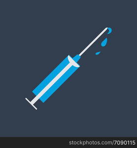 Syringe Icon. Flat Style. Health Care. Vector illustration for Design, Web.