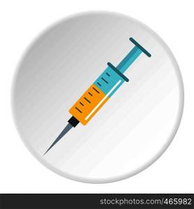 Syringe icon in flat circle isolated on white vector illustration for web. Syringe icon circle
