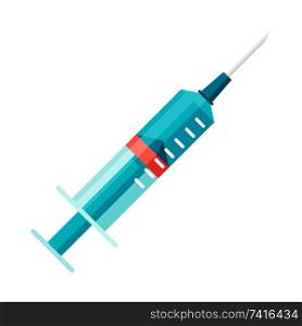 Syringe icon in flat style. Medical illustration isolated on white background.. Syringe icon in flat style.