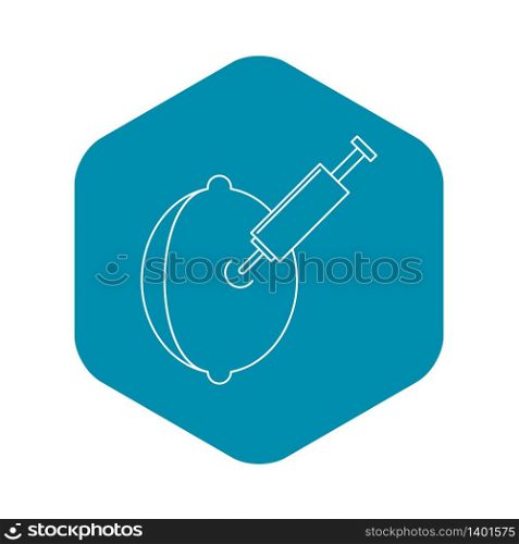 Syringe in a lemon icon. Outline illustration of syringe in a lemon vector icon for web. Syringe in a lemon icon, outline style