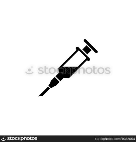 Syringe, Injection. Flat Vector Icon illustration. Simple black symbol on white background. Syringe, Injection sign design template for web and mobile UI element. Syringe, Injection Flat Vector Icon