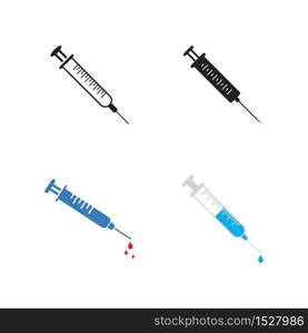 Syringe injection icon vector template and symbol