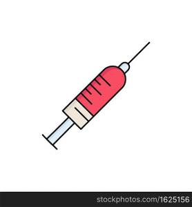 syringe, injection, vaccine, needle, shot Flat Color Icon Vector