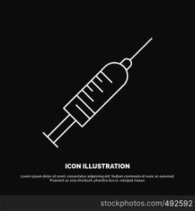 syringe, injection, vaccine, needle, shot Icon. Line vector symbol for UI and UX, website or mobile application. Vector EPS10 Abstract Template background