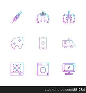 syringe , lungs , kidneys , teeth , mobile , ambulance , tv, icon, vector, design, flat, collection, style, creative, icons