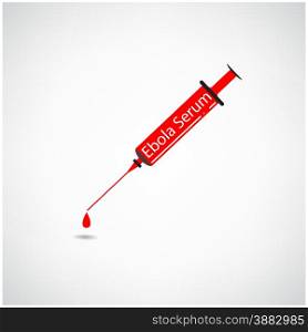 Syringe of Ebola serum or vaccine sign. Vector illustration