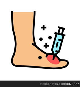 syringe treatment foot gout color icon vector. syringe treatment foot gout sign. isolated symbol illustration. syringe treatment foot gout color icon vector illustration