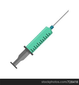 Syringe vaccine icon. Flat illustration of syringe vaccine vector icon for web. Syringe vaccine icon, flat style